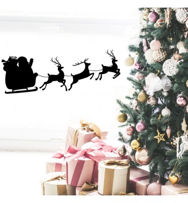 Vinilo para navidad: "Papá Noel y sus renos"