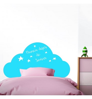 Vinilo decorativo: "Cabecero cama en forma de nube.."