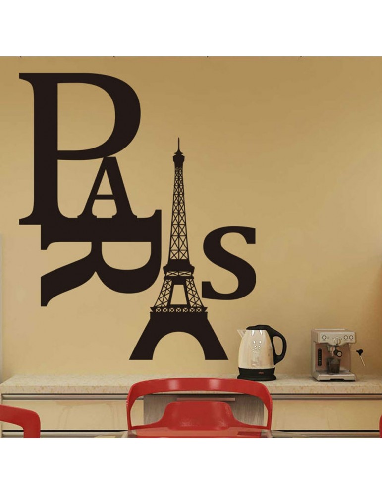 Examinar detenidamente pereza Aprobación Vinilo decorativos pared Paris texto torre Eiffel | Tienda de vinilos online