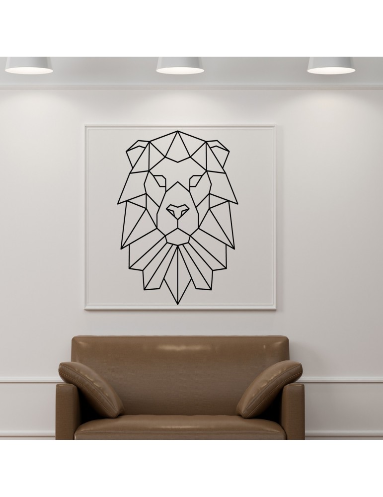 Vinilo decorativo animal león geométrico origami