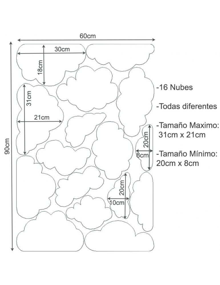 Vinilo decorativo: "Nubes decorativas distintos tamaños.." | Tienda de
