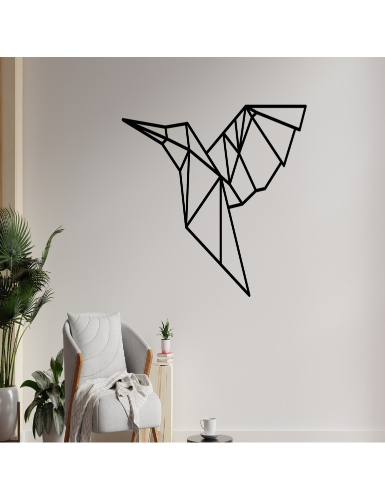 Vinilo decorativo animal colibrí geométrico origami