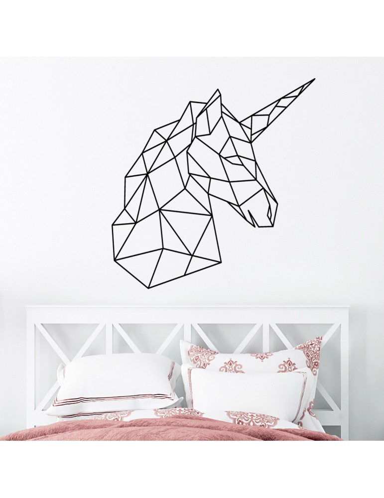 Vinilo decorativo animal unicornio geométrico origami