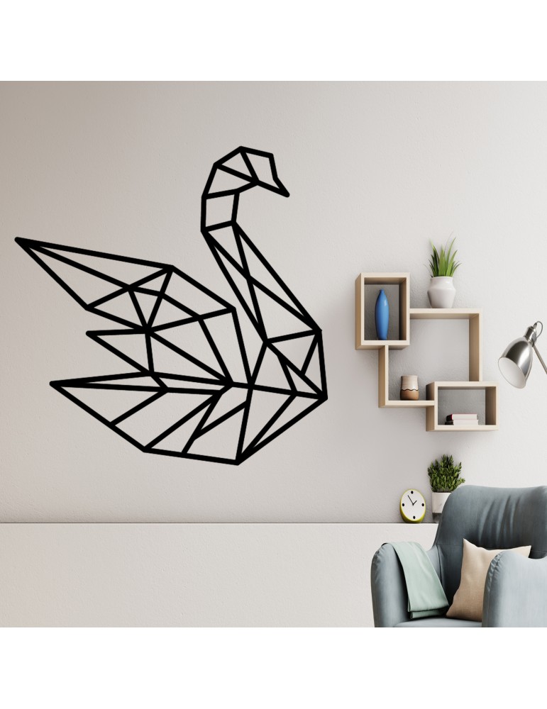 Vinilo decorativo animal cisne geométrico origami