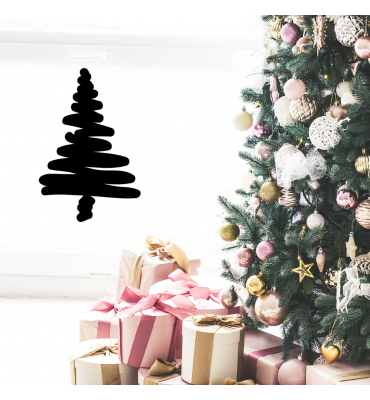 Vinilo decorativo: "árbol de navidad coloreado"